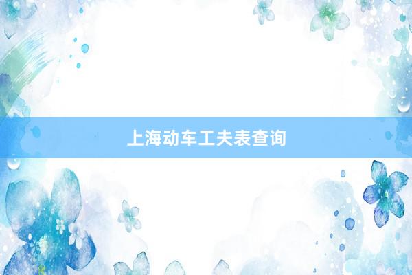 上海动车工夫表查询